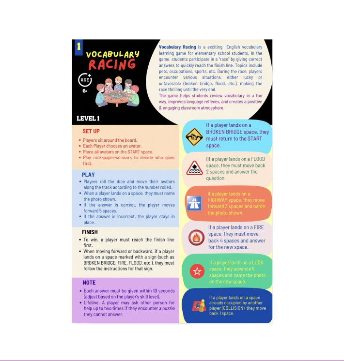 Cờ VOCAB RACING (Topic 1: HOME & SCHOOL, 6+ tuổi)