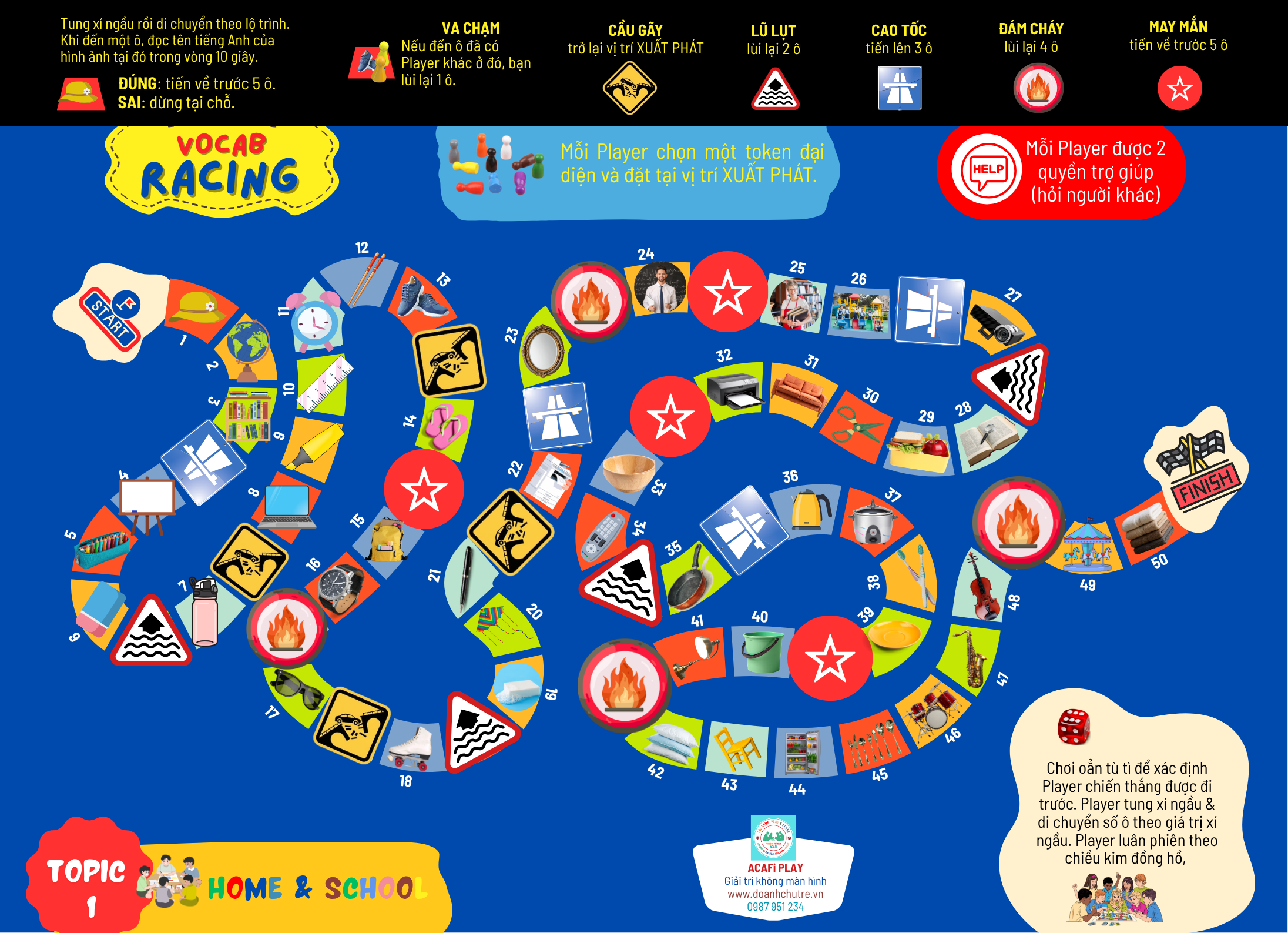 Combo 4 VOCAB RACING (4 CHỦ ĐỀ, 6+ tuổi)