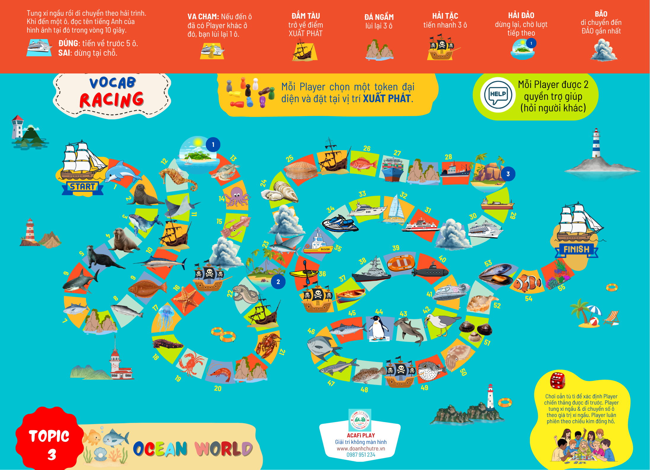 Cờ VOCAB RACING (OCEAN WORLD, 6+ tuổi)