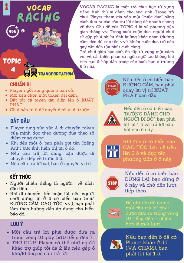 Cờ VOCAB RACING (TRANSPORT, 6+ tuổi)