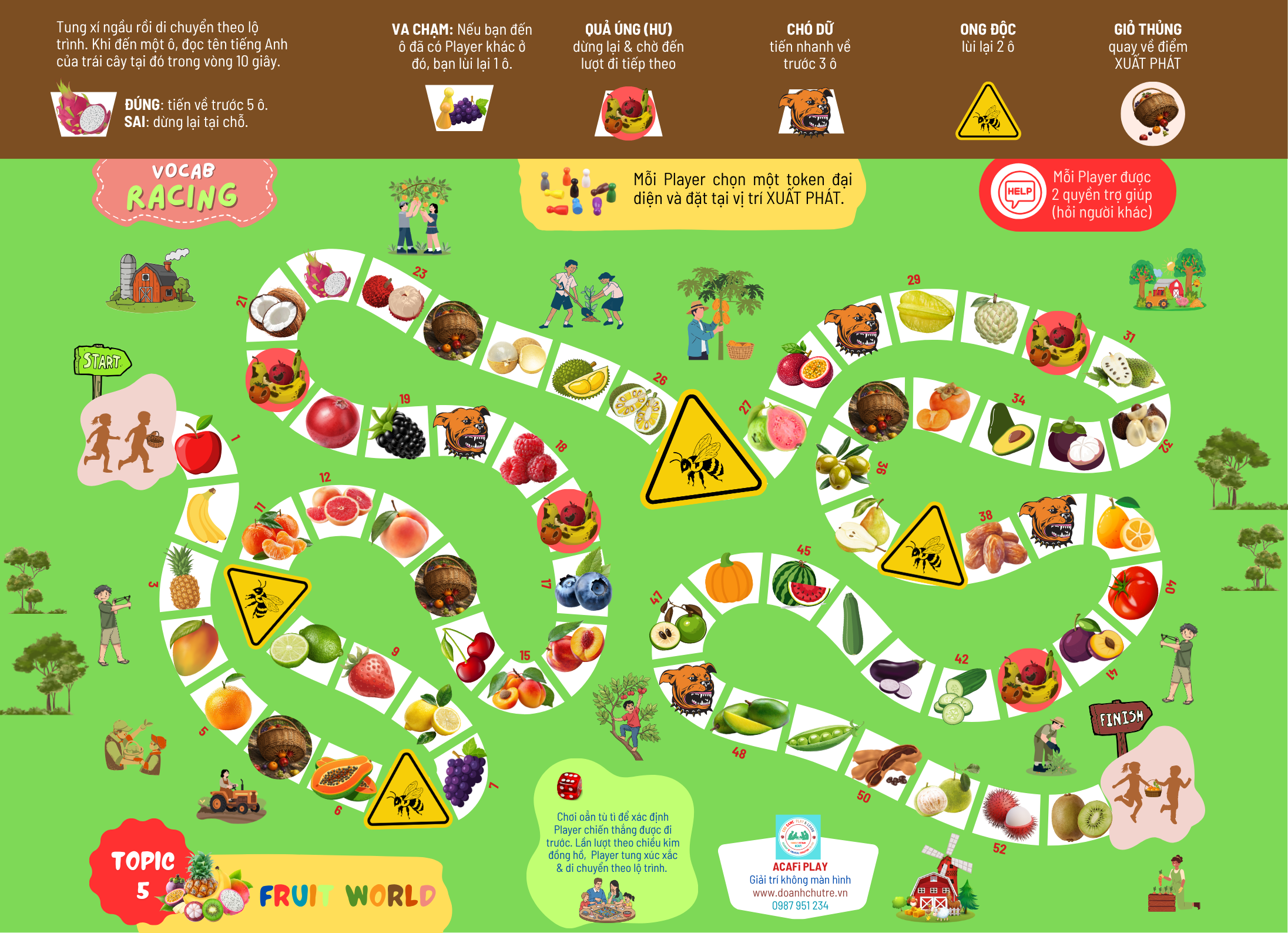 Cờ VOCAB RACING (FRUIT WORLD, 6+ tuổi)